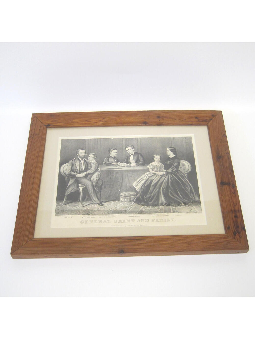 Antique Currier & Ives Lithograph Print Civil War General Grant and Family 1867